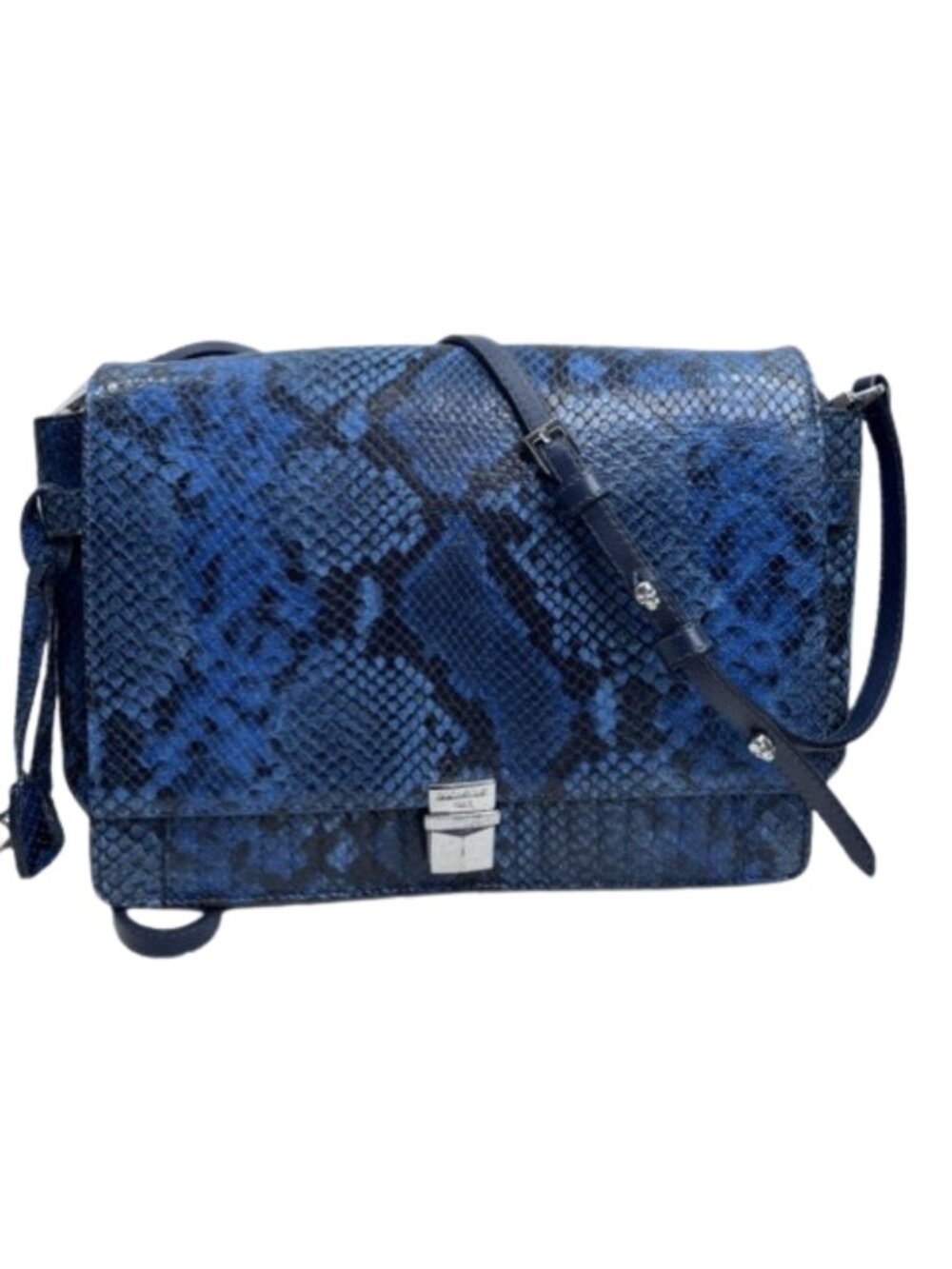 Zadig & Voltaire Optimiste Snake Effect Leather Crossbody Bag Marine Blue